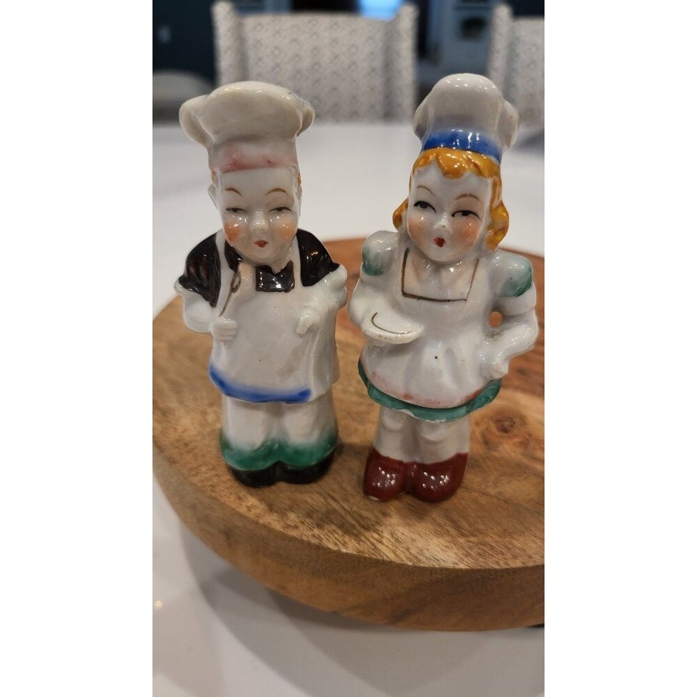 RARE Vintage male & female baker salt & pepper from Japan 1920-40's